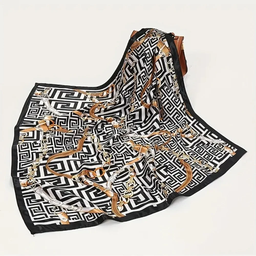 ✨NEW Elegant Black and Gold Patterned Scarf
